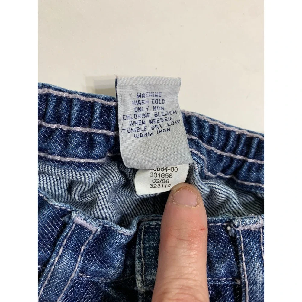 Baby Gap VTG Jeans 3-6 Months Distressed Denim Patchwork Cuffs Elastic Waist‎ - Picture 4 of 9